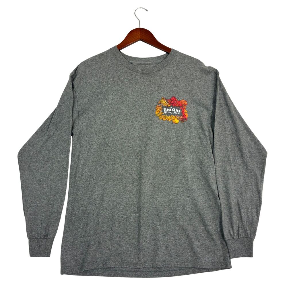 Disney Animal Kingdom Wild About Adventure Shirt Mens L Gray Long Sleeve Tee